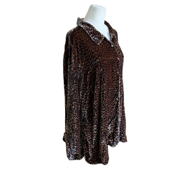 Soft Surroundings Tunic Top Women Plus 2x Velour Silk Leopard Flowy Maximalist - Picture 8 of 11